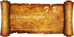 Tillinger Kinga névjegykártya